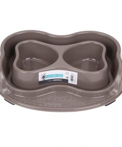 M-PETS No Spill Plastic Double Bowl Grey 2x500ml