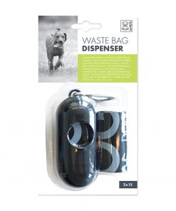 M-PETS Waste Bag Dispenser Black +30 bags (2x15)