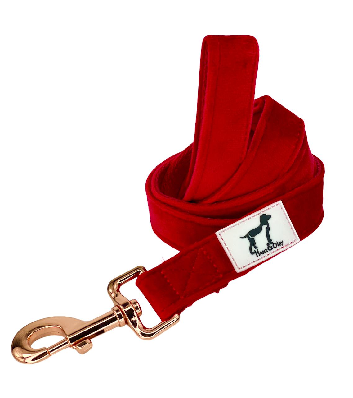 Hanz and Oley-Velvet Leash Red Rose 1.2m