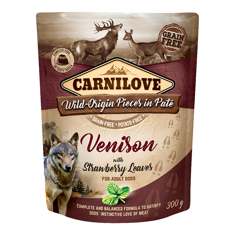 Carnilove Venison with Strawberry Leaves for Adult Dogs (Wet Food Pouches)