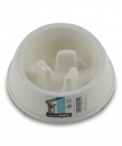 M-PETS Melamine High Back Slow Down Bowl White 250ml